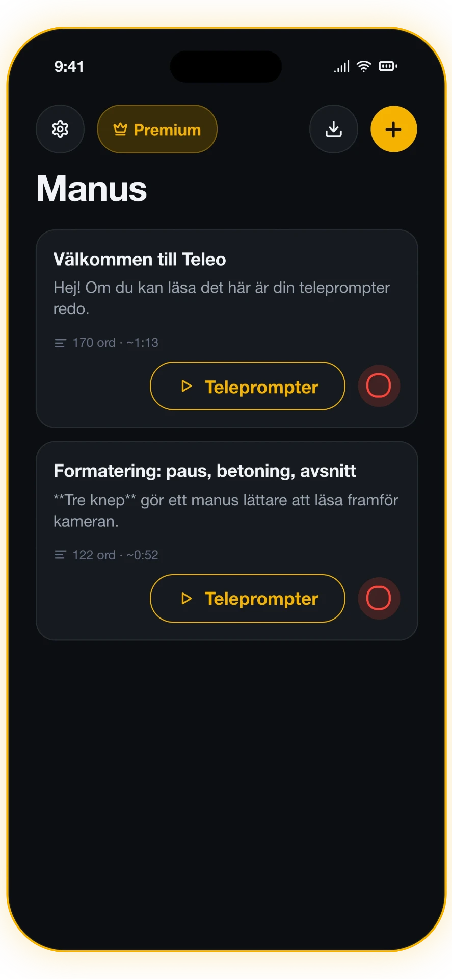 Skärmbild 1 av 5: Ditt manusbibliotek