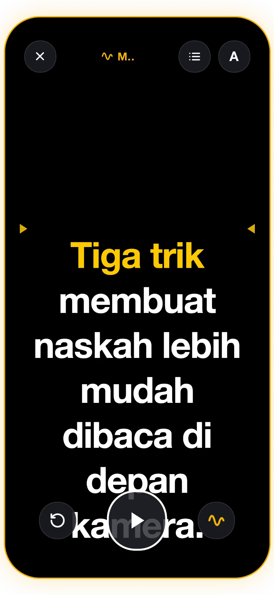 Tangkapan layar 2 dari 5: Teleprompter pelacakan suara