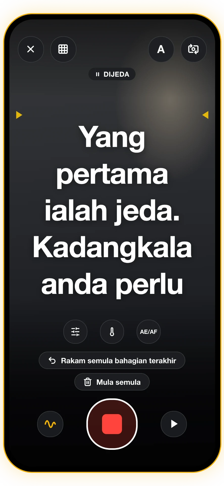 Tangkapan skrin 5 daripada 5: Jeda semasa merakam