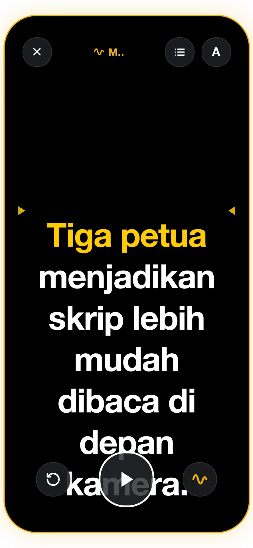 Tangkapan skrin 2 daripada 5: Teleprompter penjejakan suara