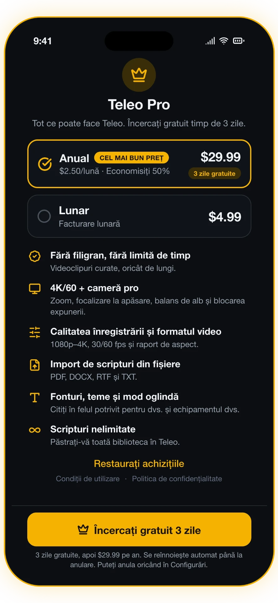 Captura 4 din 5: Teleo Pro — 4K și cameră pro