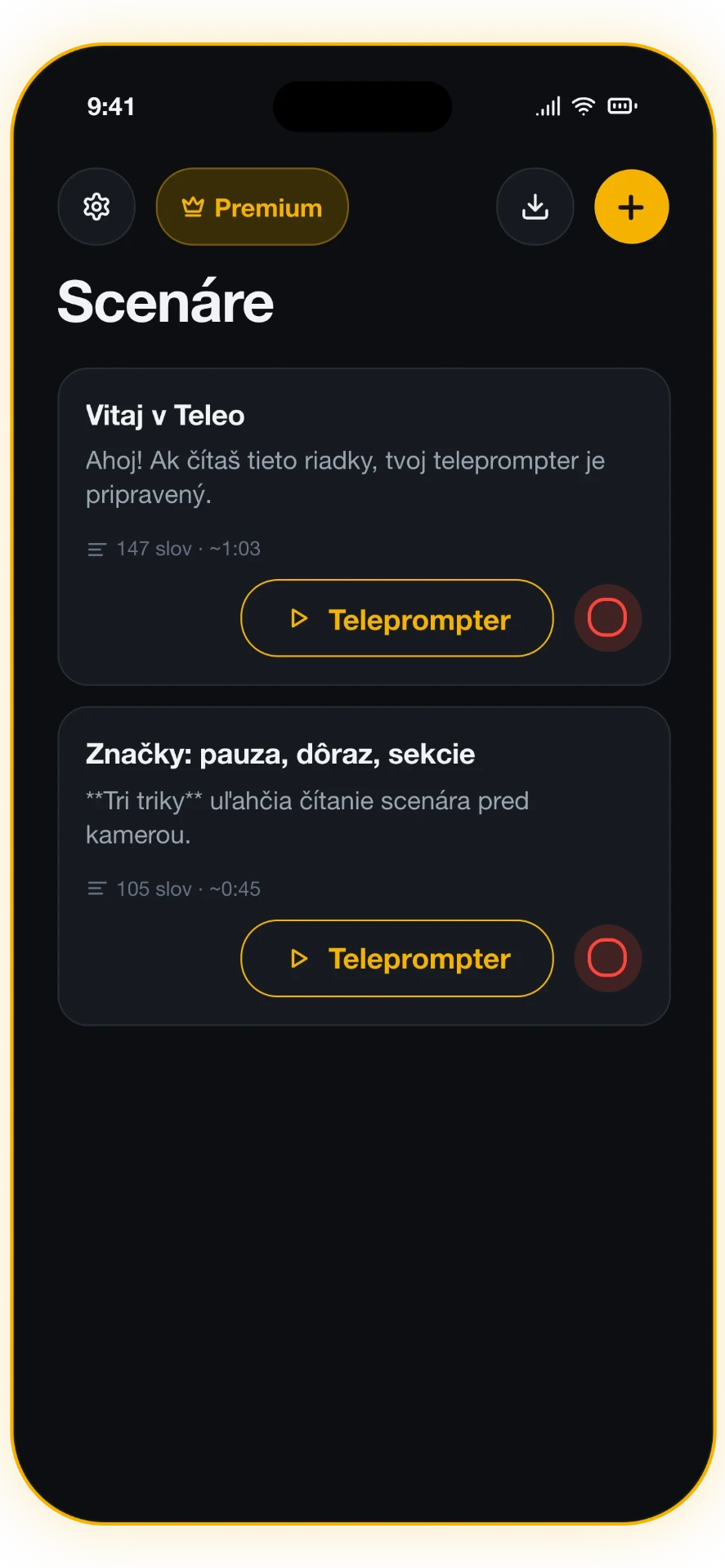Snímka obrazovky 1 z 5: Vaša knižnica scenárov