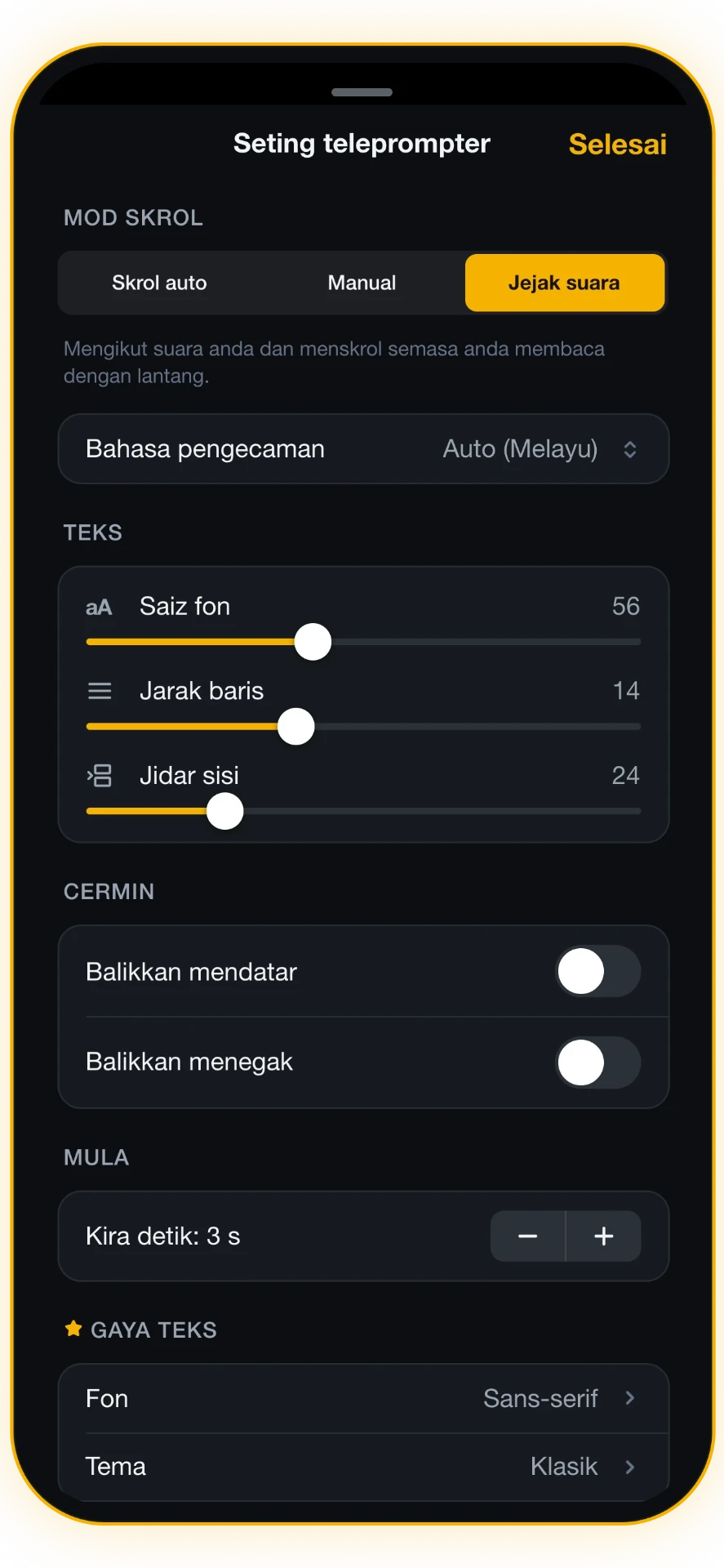Tangkapan skrin 3 daripada 5: Laraskan setiap butiran