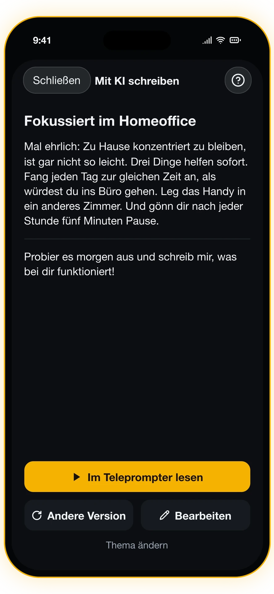 Screenshot 2 von 6: Skript mit KI schreiben