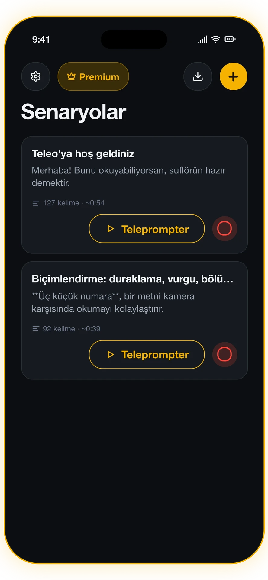 Ekran görüntüsü 1/6: Senaryo kütüphanen