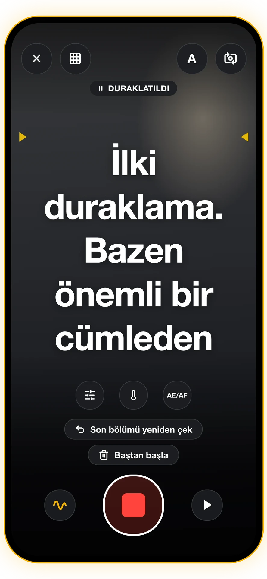Ekran görüntüsü 6/6: Kayıt sırasında duraklat